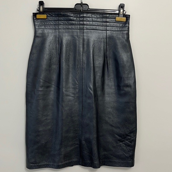 Creation Jez Dresses & Skirts - Metallic black leather pencil skirt